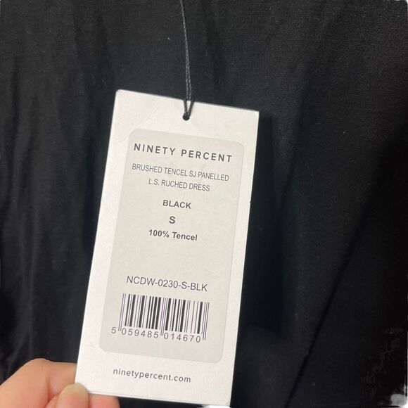 Ninety Percent NWT Hyachinth Midi Dress Women’s Small Black Ruched Long Sleeve - Picture 10 of 12